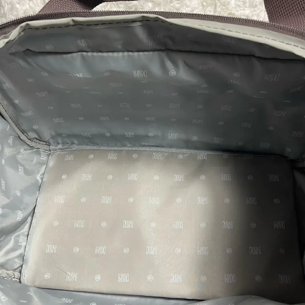 Oleg Cassini Brown Weekender Overnight Travel Duffel Carry-On Bag.